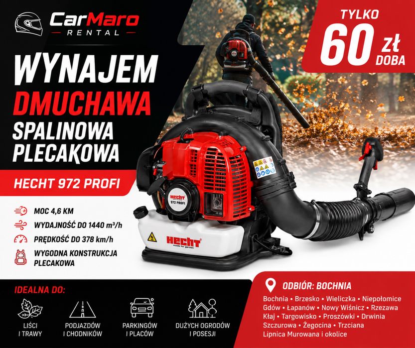Wynajem Dmuchawa Spalinowa Plecakowa do Liści 4,6KM MOCNA Profi !!! Bochnia Brzesko Wieliczka Niepołomice Gdów Proszowice