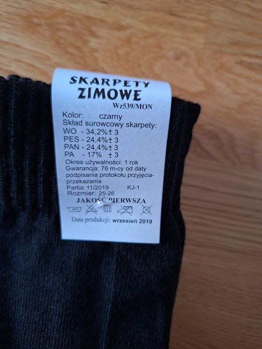 Skarpety zimowe MON Wz539. 25-26.
