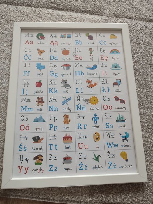 Alfabet, litery, plakat, ramka