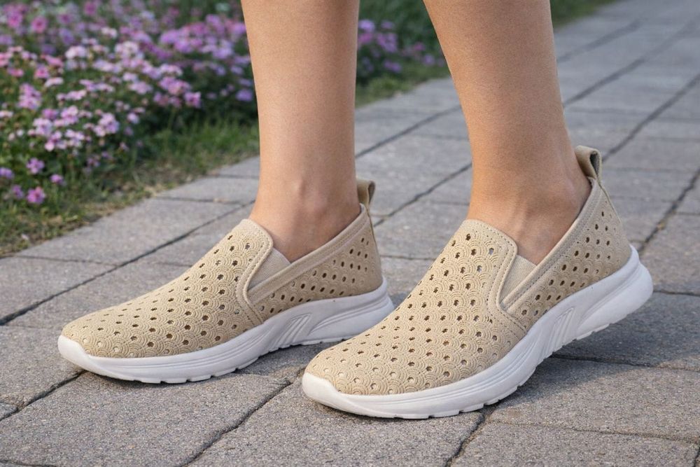 Buty damskie wsuwane mokasyny A-3-0588 beżowe slip on ażurowe roz. 36