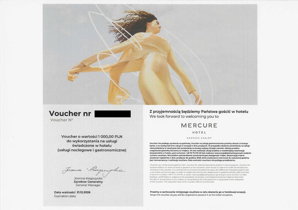 Hotel Mercure Karpacz Skalny voucher 1000 zł noclegi restauracja basen