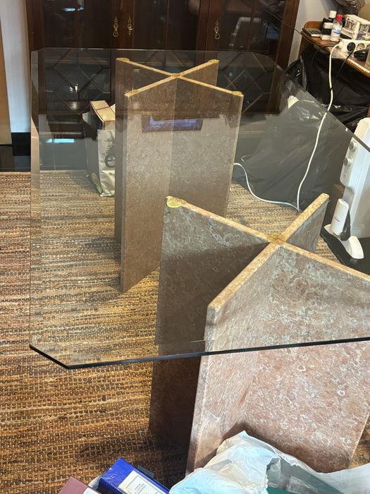 Secretária mármore e vidro