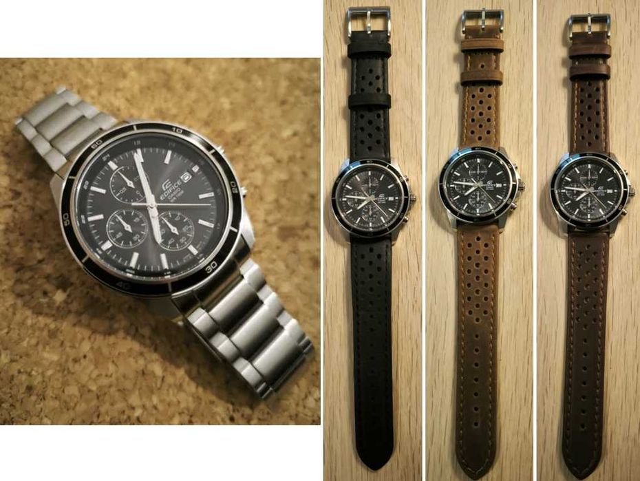 Relógio Casio Edifice EFR-526D-1AVUEF, braceletes em pele extra, Novo