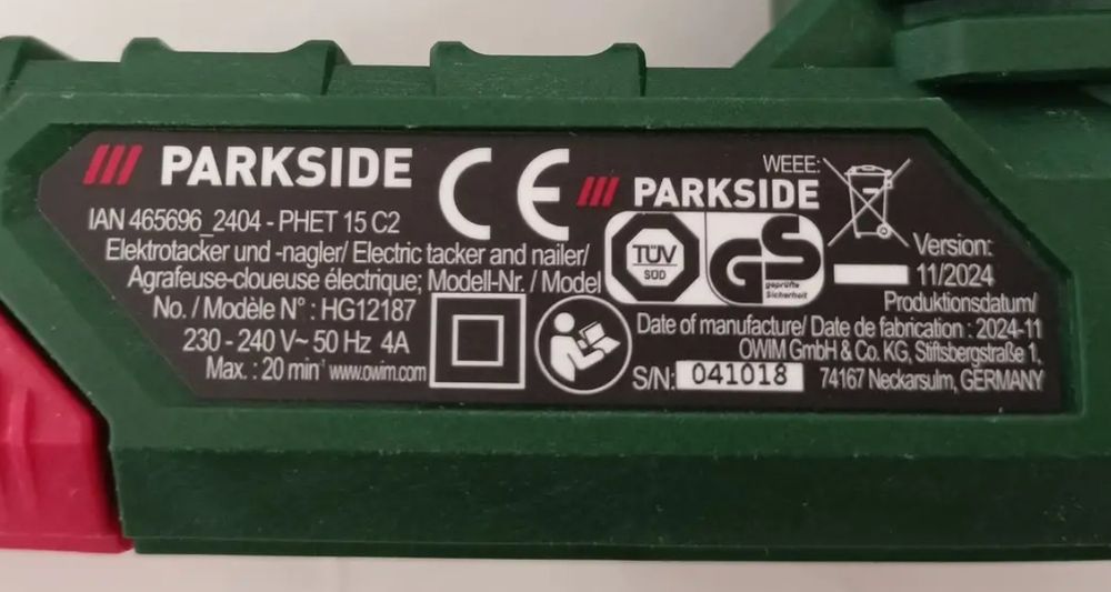НОВ електростеплер с Германии Parkside PHET 15/электро степлер сетевой