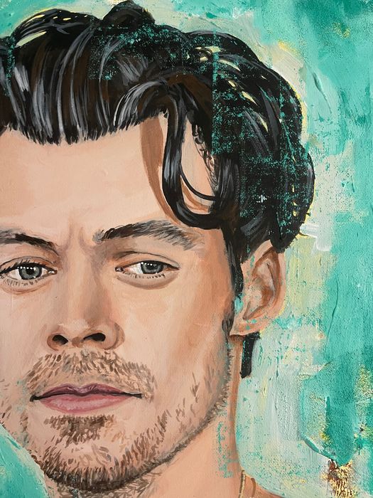 Retrato de Harry Styles pintado à mano