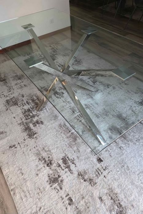 Mesa de jantar vidro e inox