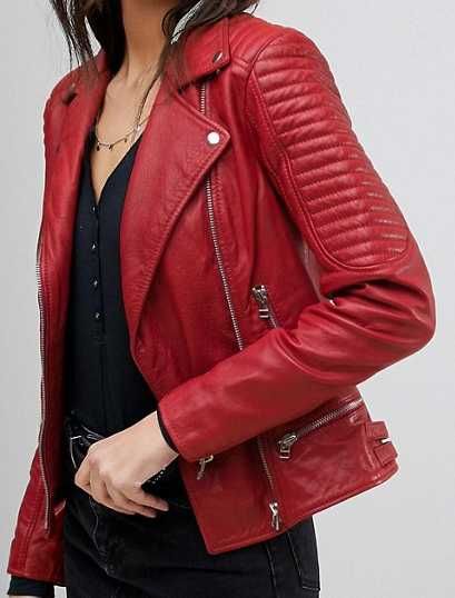 Kurtka skórzana ramoneska czerwona skóra naturalna Gooscraft biker Perfecto