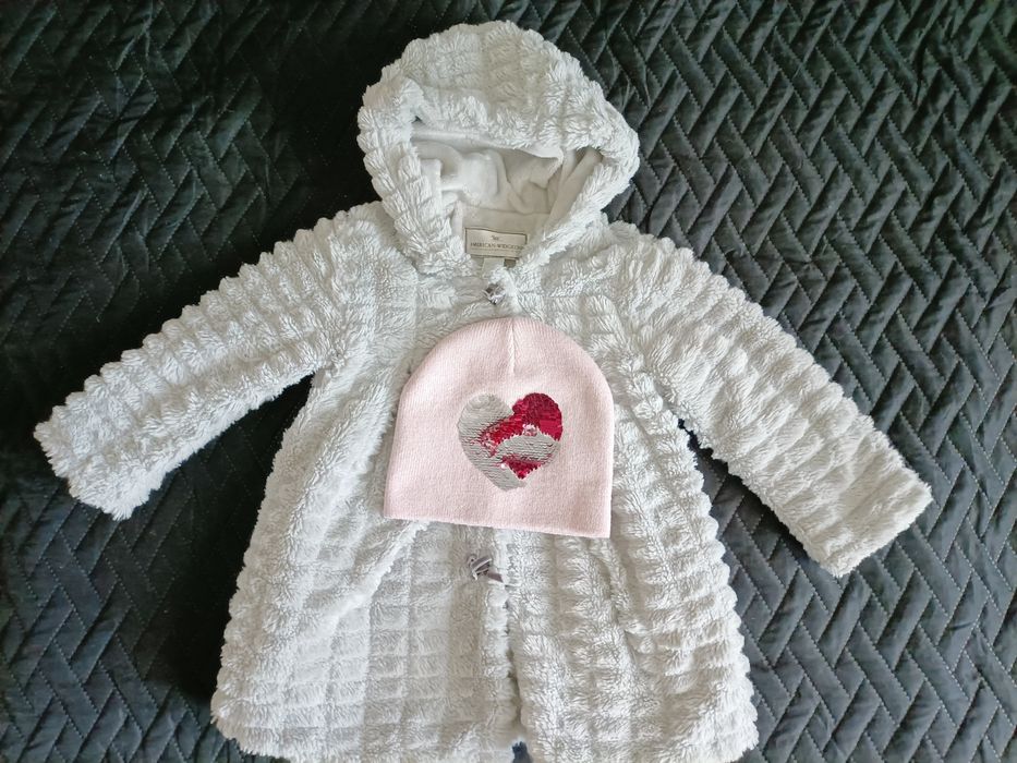 Kurtka płaszczyk polarowy, czapka rozm.104-110