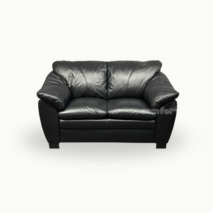 Чорний шкіряний пухкий диван-двійка/шкіряні дивани/меблі з Європи