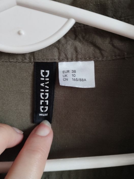 H&M Divided 38 M sukienka koszulowa khaki na wiosnę