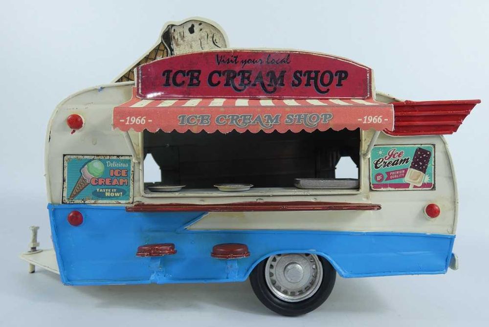 Metalowa retro przyczepa sklep przyczepka ICE CREAM SHOP 31cm