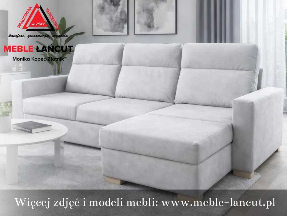 Narożnik Sofa RIVA Sprężyny +pasy, transport*, Na Wymiar, Guziki