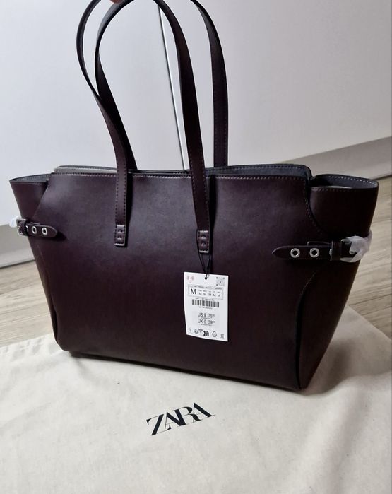Nowa burgundowa torba shopper Zara