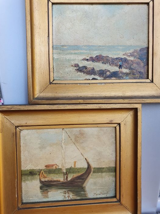 Duas pinturas a oleo J Cavalheiro