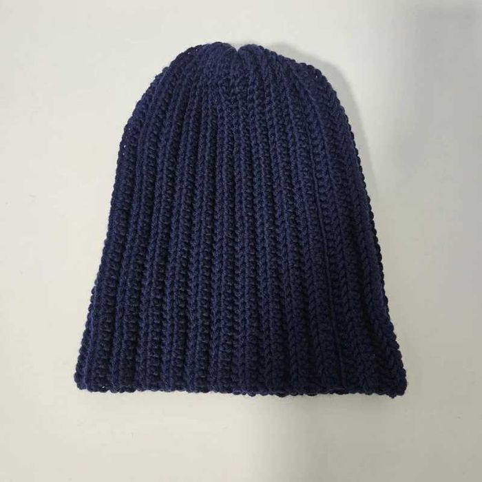 Czapka zimowa handmade beanie wełna merino 100% granatowa
