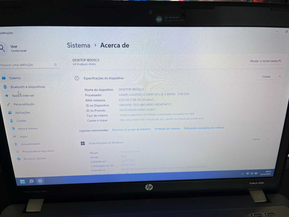 HP Probook 4540s-SSD 240 GB/8 GB RAM