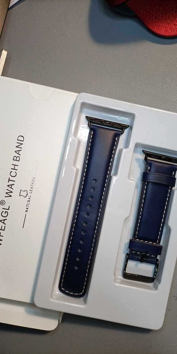 Pasek skórzany do zegarka 38mm granatowo-czarny