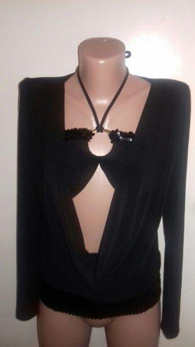 Эффектная черная сексуальная блуза с паетками пайетками паедками 2 в 1