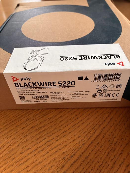 Słuchawki nauszne Poly BlackWire 5220 8X231AA Czarny czerwony