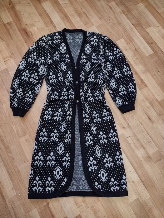 Długi sweter kardigan damski L