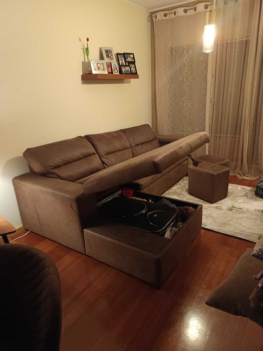 Sofá 3 lugares com cama e chaise lounge