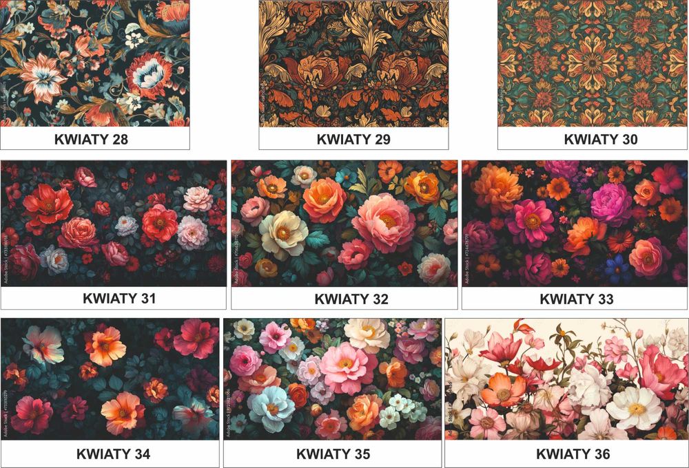 Żywe intensywne kolory grafiki kwiaty fototapeta na wymiar