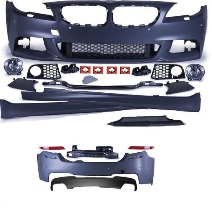 KIT COMPLETO PARACHOQUES PÁRA-CHOQUES FRONTAL + TRASEIRO + EMBALADEIRAS  BMW SÉRIE 5 F10 CARRO F11 CARRINHA PACK M  COM TODOS OS ACESSÓRIOS NOVO CAIXA