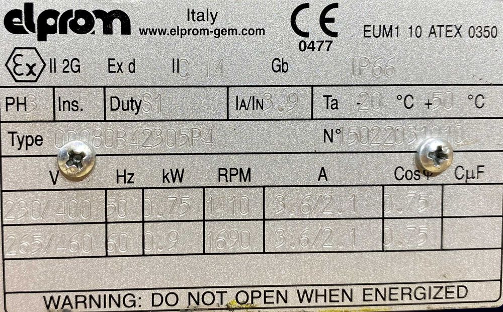 silnik elektryczny 0,75kW 1410obr. 3fazowy Ex