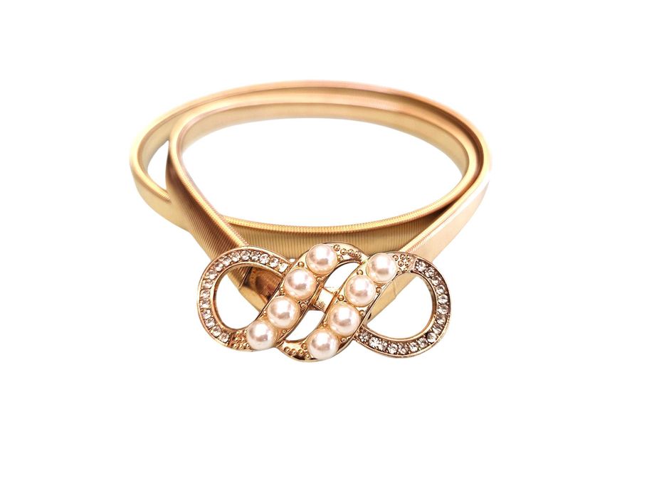 PASEK damski sprężynka ELASTYCZNY do sukienki złoty