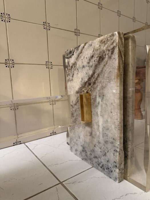 Mesa sala estar vidro e marmore