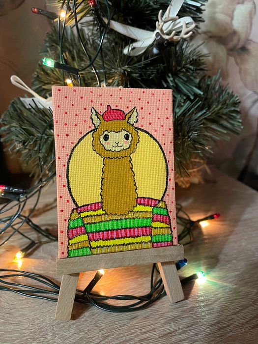 Мини картина Мистер Альпака + мольберт