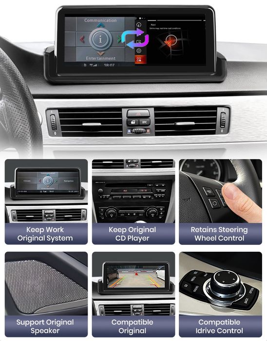 Rádio 10,25" android 4/64GB BMW E90 E91 E92/93 CARPLAY 8Core 4G iDrive