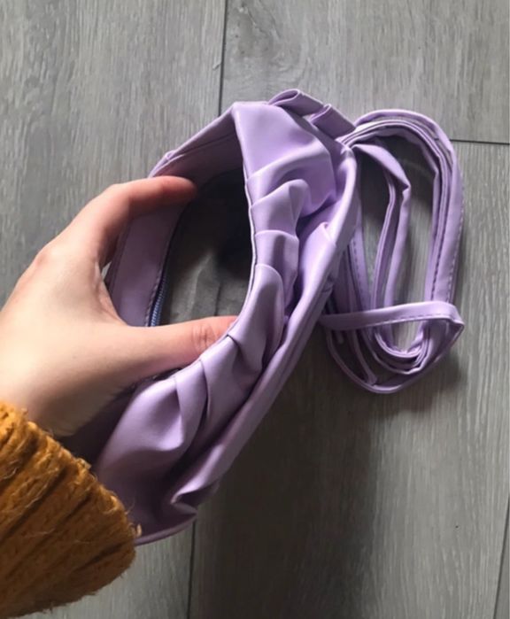 Nowa mini torebka fiolet wrzos wesele kopertówka pasek