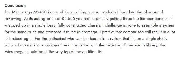 Amplificador integrado/streamer Micromega AS-400 c/ DAC