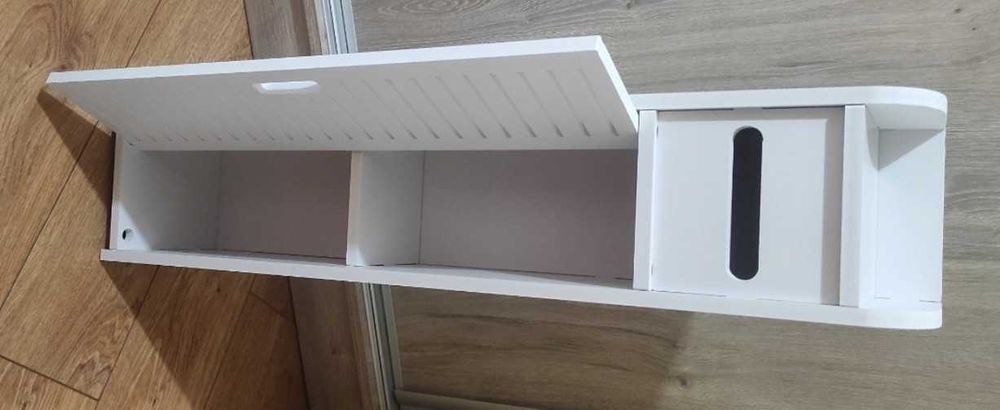 Półka Szafka Słupek Łazienkowa Stojąca Ażurowa na Papier Biała 80cm