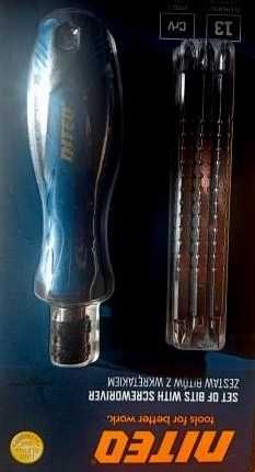 Zestaw bitów z wkrętakiem grzechodkowym NITEO