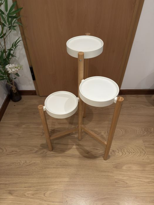 Floreira, bambu/branco, 78 cm