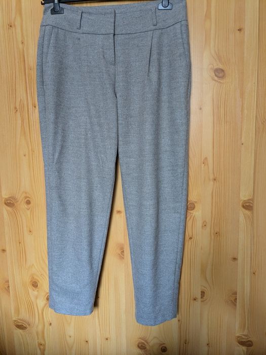 Spodnie damskie r.XL 42, z wełną beżowe eleganckie