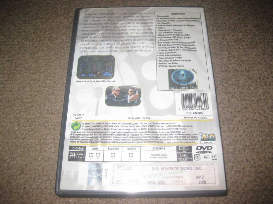 DVD "MIB: Homens de Negro" com Will Smith