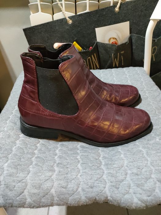 Bordowe damskie botki