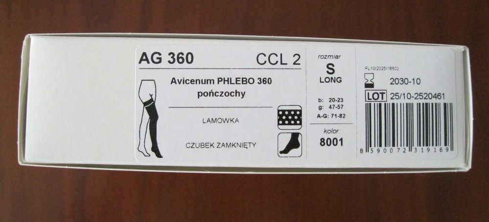 Nowe pończochy przeciwżylakowe Avicenum 360den 1D beż S Long