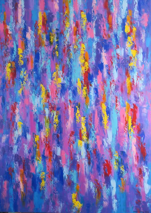 "Cosmic Rain" Obraz olejny duży 100/140 cm