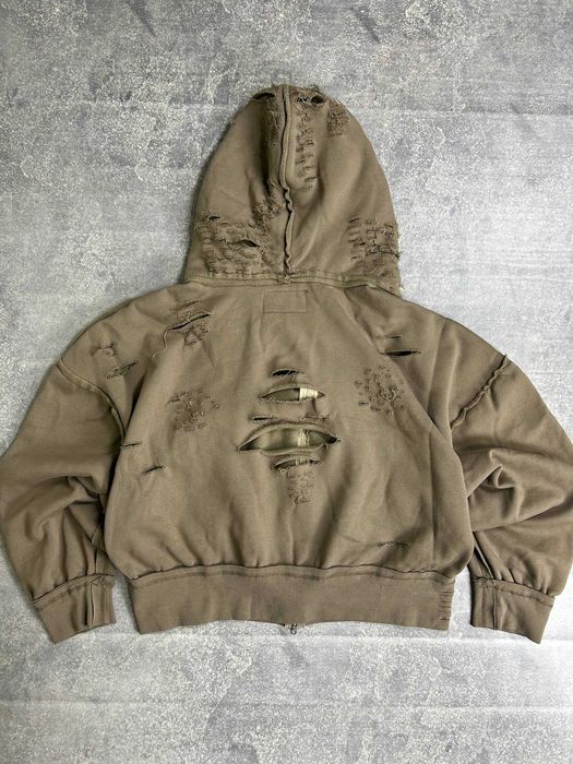 Худі zip худи зіпка коричнева зипка кофта distressed archive y2k