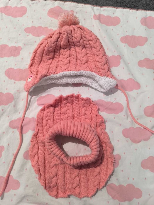 Komplet czapka plus komin dziewczynka 2-3 latka