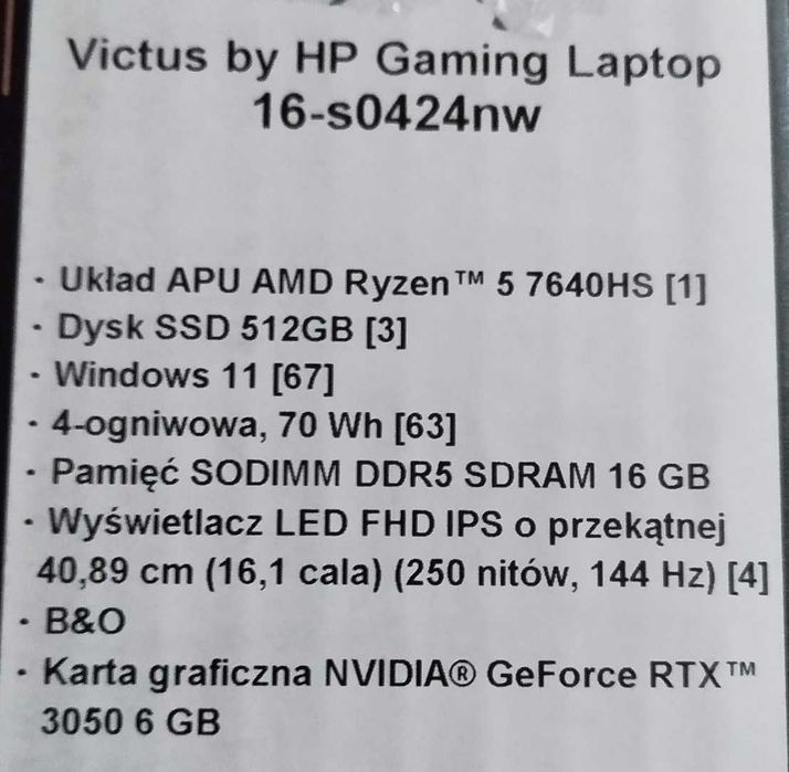 Laptop HP Victus 16 - uszkodzony!!!