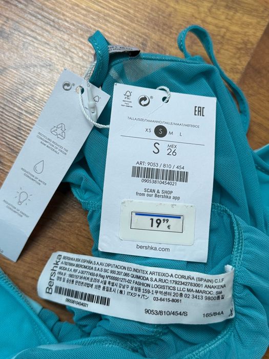 Body turkusowe stringi bodysuit Thong Bershka rozmiar S 36
