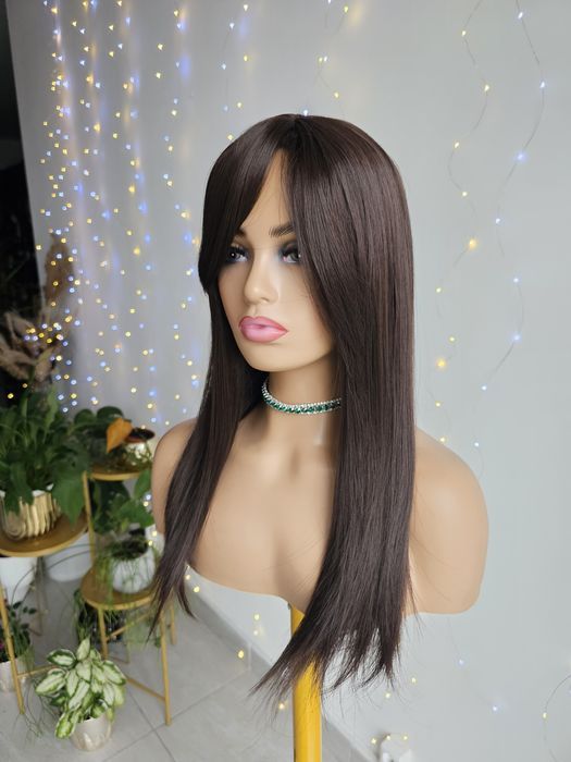 Tupet topper ciemny brąz Wiola 50 cm naturalna fryzura