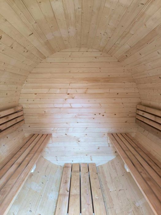 Sauna ogrodowa typu beczka z przedsionkiem-PRODUCENT