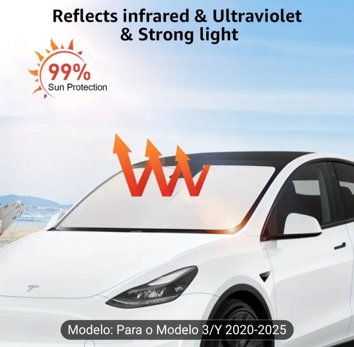 Proteção solar de Pára-brisas para Tesla Y