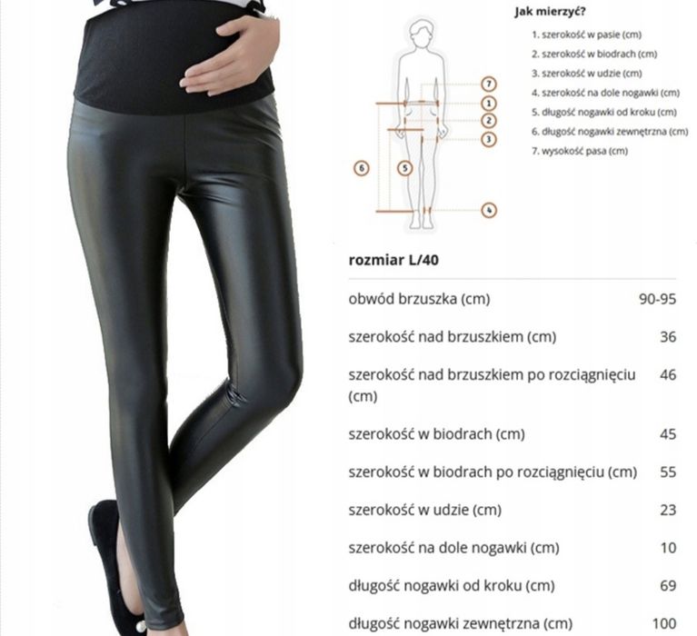 Legginsy CIĄŻOWE lateksowe z panelem